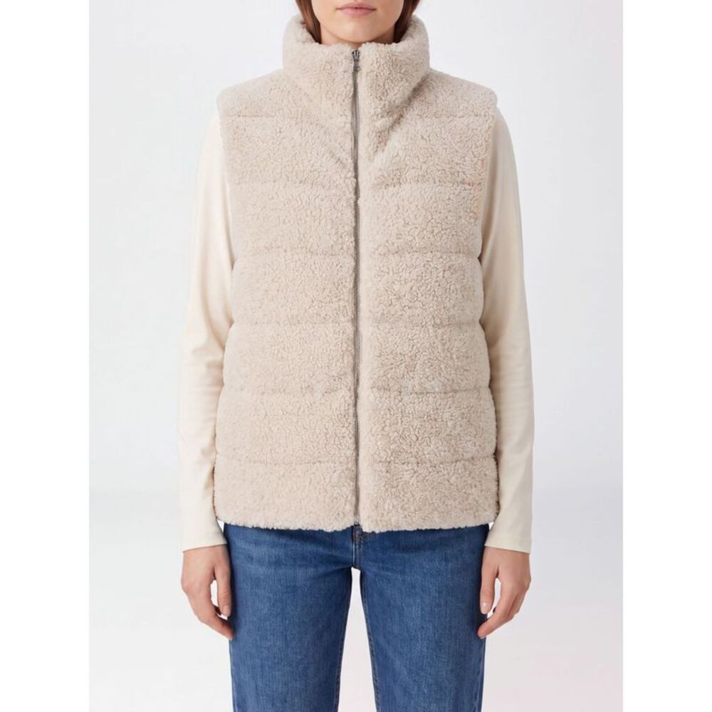 Herno Women Padded Quilted Nylon And Fleece Gilet Herno With High Neck
